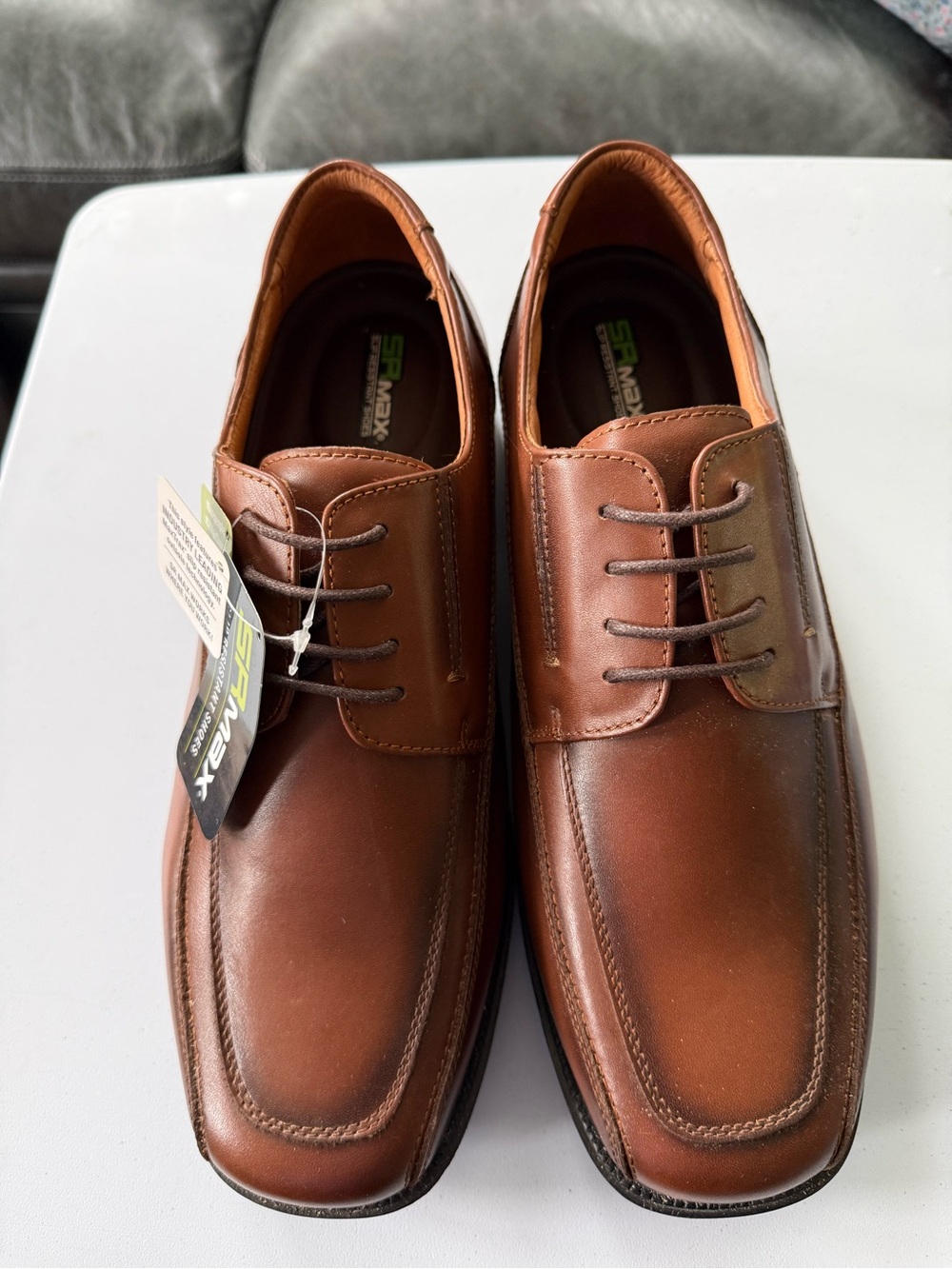 SR Max Men's Brown Leather Derby Shoes — Classic Comfort NWT
